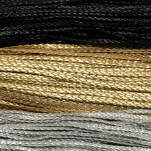5 metro 4/6/7mm preto/ouro/prata plana trançado couro do plutônio pulseira achados cabo de jóias corda diy colar pulseira fazendo