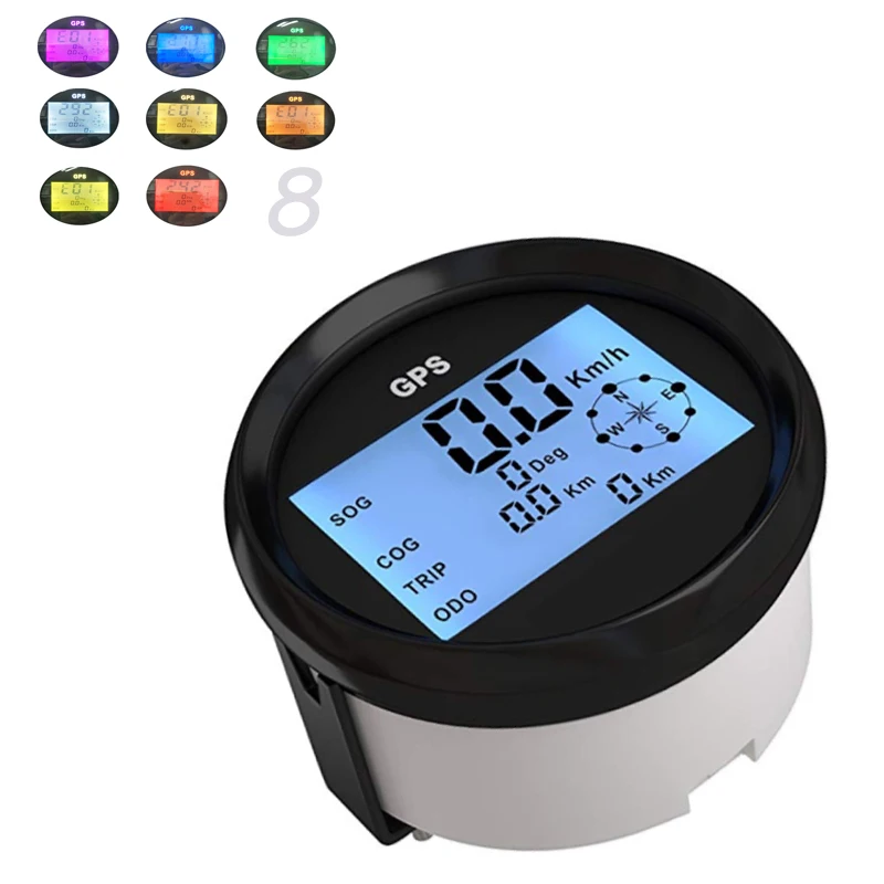 

12V 24V Universal 85mm GPS Speedometer Speedometer Digital fit Car Automobile Motorcycle With Adjustable 8-color backlight