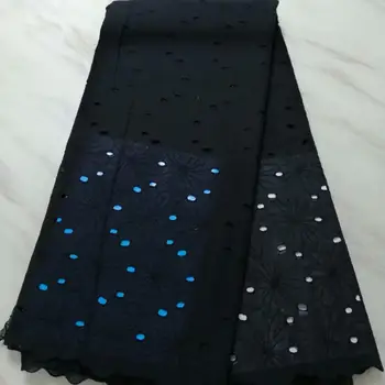 

New Arrival African Double Organza Lace Fabric Fashion French Cotton Lace Fabric Black High Quality For Women Evening Party