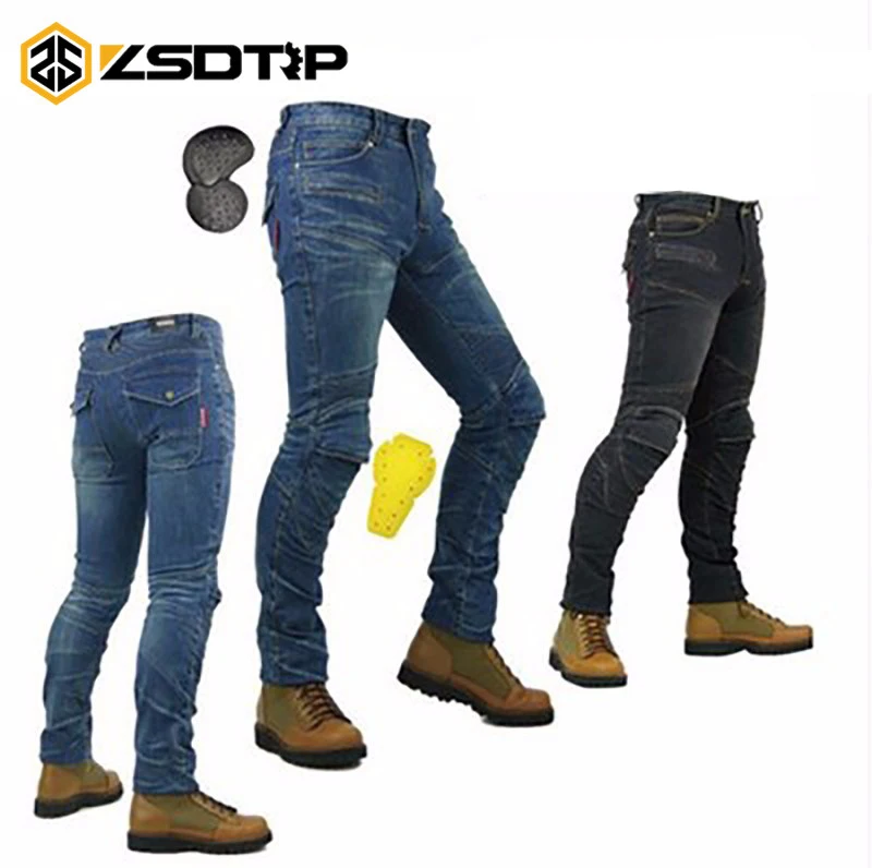 

ZSDTRP-PK-718 motorcycle men pants/off-road women trousers/outdoor men jeans/cycling have pads pants
