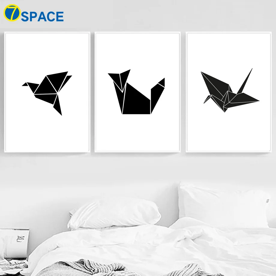 

Geometric Paper Crane Line Cat Fox Nordic Posters And Prints Wall Art Canvas Painting Decoration Pictures For Living Room Decor