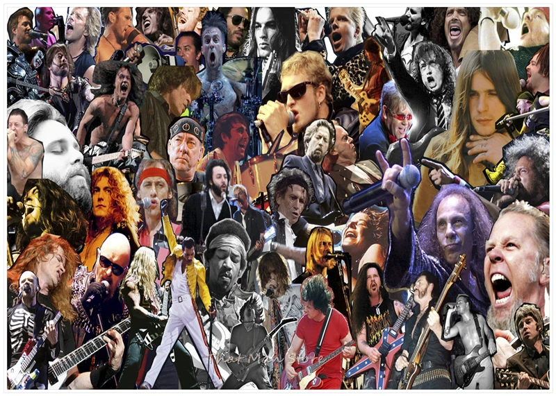 Рок-н-ролл музыкальные плакаты знаменитый рок-певец персонализированное украшение комнаты белая крафт-настенная бумажная наклейка - Цвет: Прозрачный