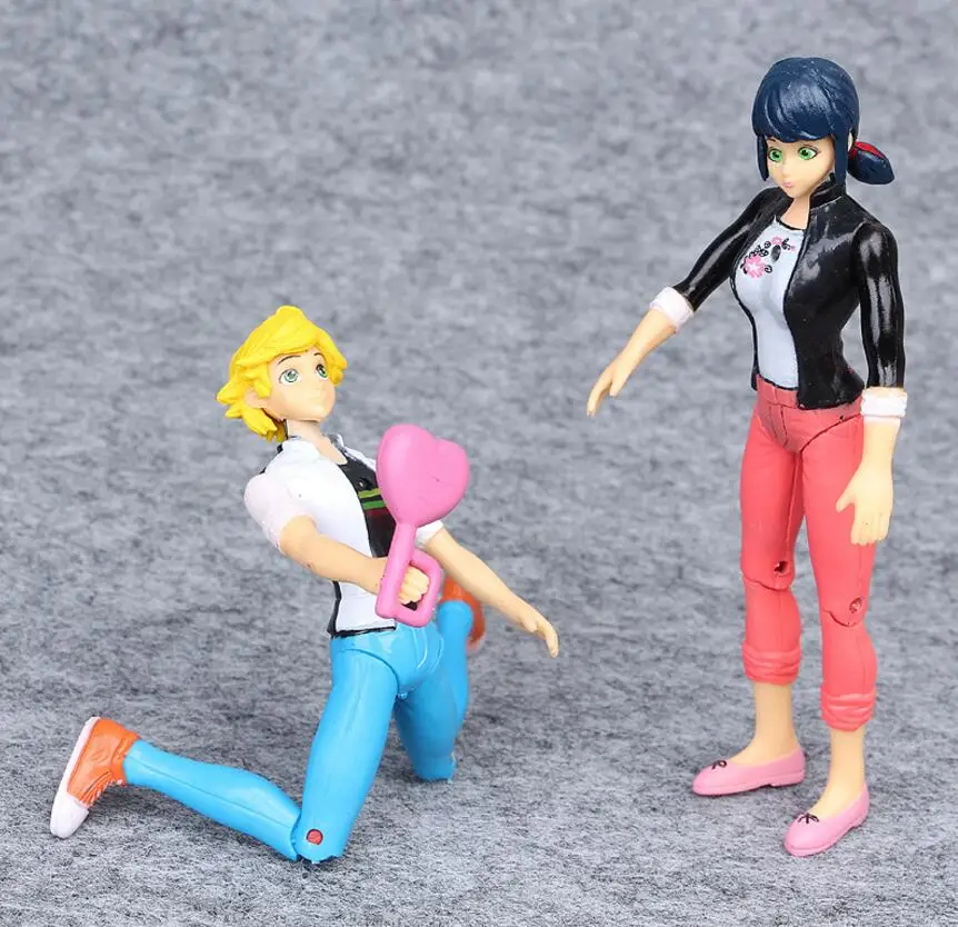 6 unids/lote milagrosa mariquita y gato nendoroid negro Juguetes muñeca de juguete figura de acción de Marinette Plagg Tikki PVC figura Juguetes