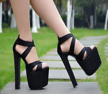 

2020 new 18 cm super high heel thick bottom women's sandals simple fashion women shoes European American style high heel sandals