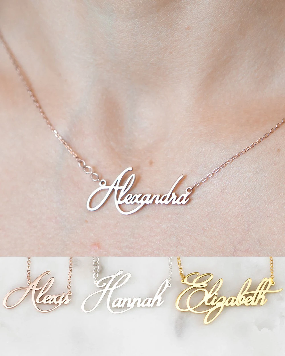 

Unlimited Size Font 3colors Personalized Name Necklace Custom Necklace For Gift Family Nameplate Pendant Choker Handmade Jewelry