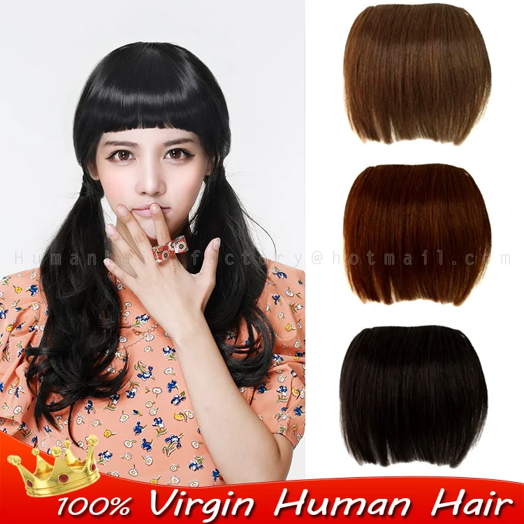 Promotion Custom Colors 30 Gram Real Huma Hair Thick Bangs Front