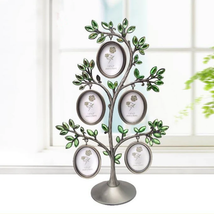 Best Europe family tree metal green crystal Photo Frame baby birthday