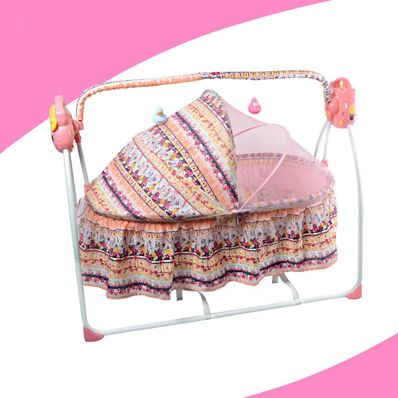 Электрическая детская кровать складное расширенное гнездо для новорожденных Детская кроватка с москитной сеткой умный пульт дистанционного управления Колыбель для малышей
