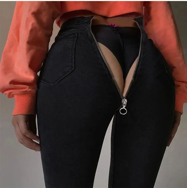 Тонкие сексуальные темные брюки карандаш с молнией тонкие джинсовые брюки женские сексуальные джинсы для улицы