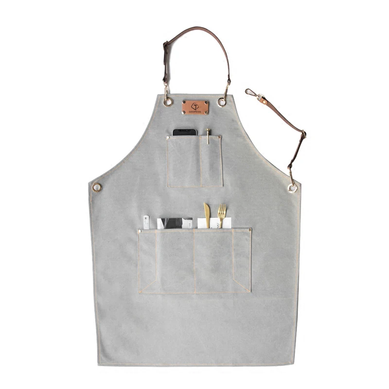 

2018 NEW Fashion Senior Cowboy Apron BBQ baking Bib Leather Straps Kitchen apron for Women Men cooking Waitress Custom LOGO