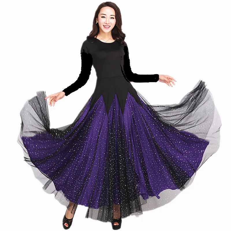 FEECOLOR Women Ballroom dance costume Flamenco dancing dress Standard competition stage Dancewear