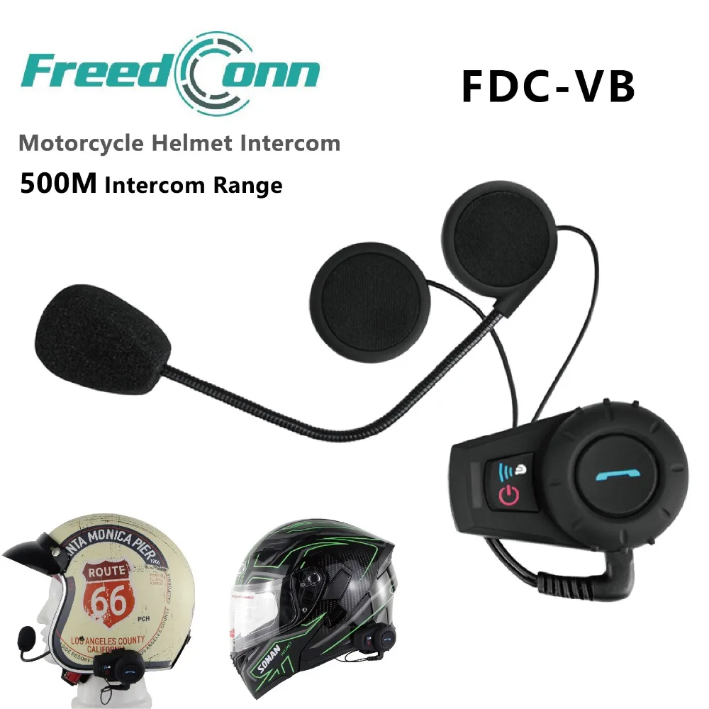 

500M Range Upgrade FM Radio Bluetooth Intercom Motorcycle Helmet Headset BT Motor Bike Helmet Intercom Freedconn FDC-VB