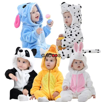 

Winter Fleece Romper For Newborns Infant Rompers Baby Clothes Animal Hooded Kids Girl Jumpsuit Kegurumi Overalls Toddler Costume