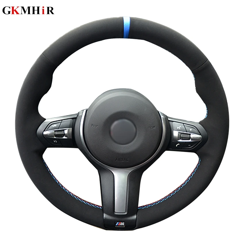 

DIY Black Suede Leather Car Steering Wheel Cover for BMW F87 M2 F80 M3 F82 M4 M5 F12 F13 M6 F85 X5 M F86 X6 M F33 F30 M Sport