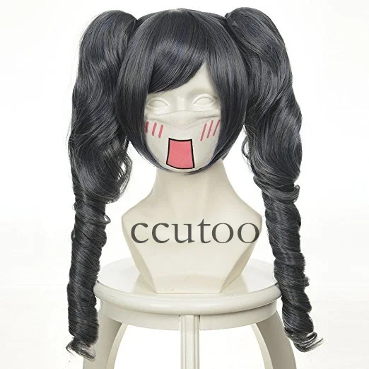 Ccutoo черный Батлер ciel вьющиеся Длинные Синтетические волосы с двойной чип хвостики карнавальный костюм парики