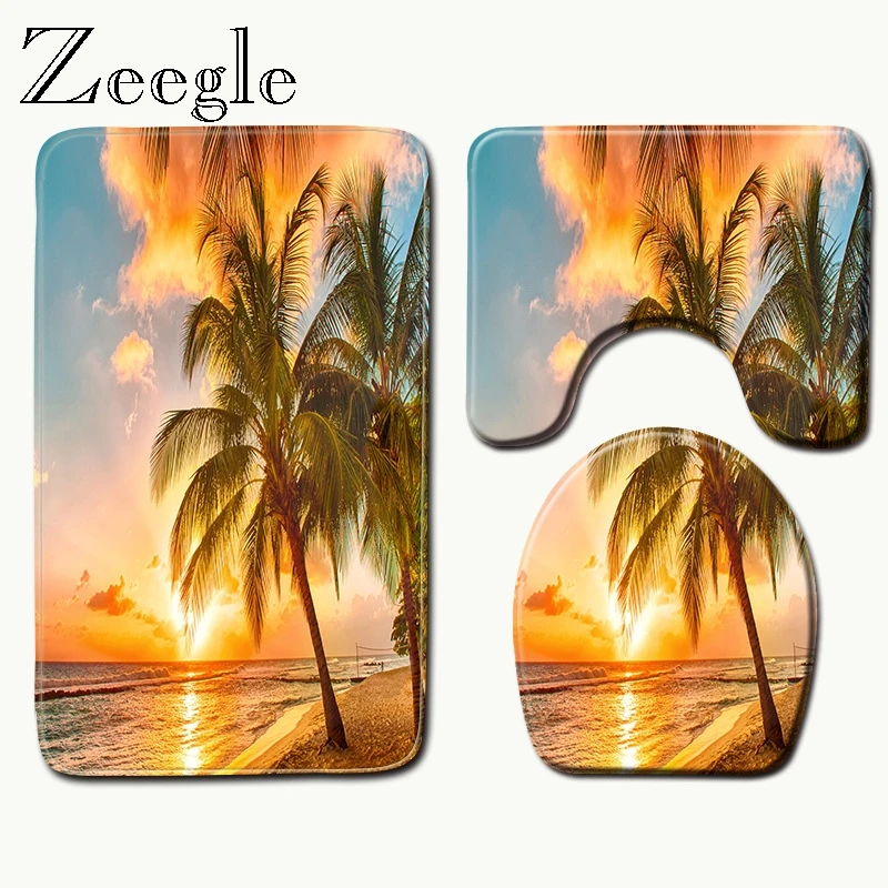 Zeegle 3 шт./компл. Ванная комната коврик набор фланель Нескользящие коврики для ванной комнаты Toliet Ковер Дверной коврик Memory Foam коврик для ванной из микрофибры ванны коврик