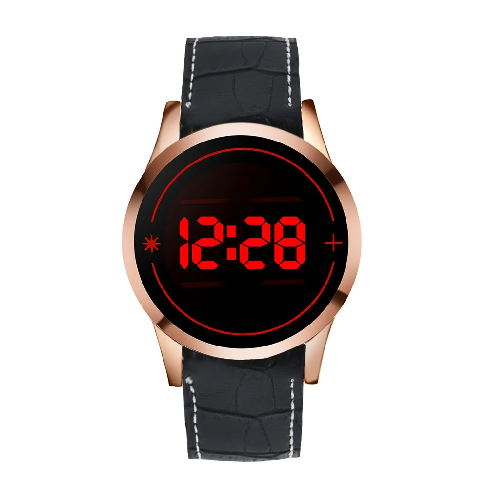 Новые мужские часы светодиодный цифровой сенсорный экран спортивные часы черный кожаный ремешок модные наручные часы reloj deportivo hombre reloj Digital