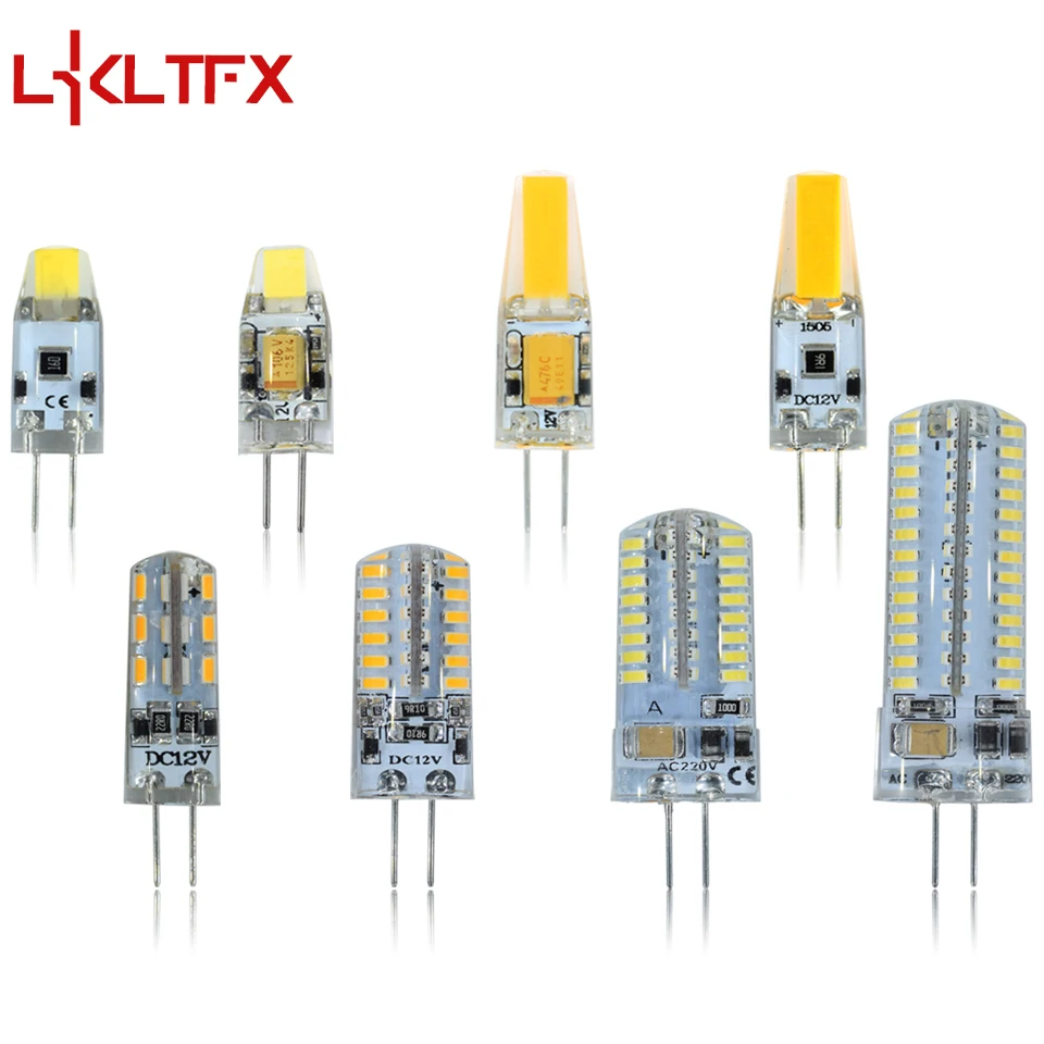 LKLTFX AC DC 12V G4 Светодиодная лампа “Кукуруза” Bulb COB 0705 1505 220V SMD 3014 светильник 360 degree Beam