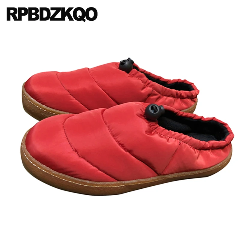 Designer De Fourrure Sur Noir Slip Casual Pantoufles Femmes Rouge Rond Chaussures rouge Semelle 2018 Chinois Noir Hiver Mules Chine Appartements Caoutchouc Bout En Dames SawzZXx