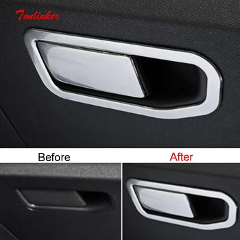 

Tonlinker Interior Gloves box Handle Cover sticker for Peugeot 3008/GT 2016-19 Car Styling 2 PCS Stainless steel Cover sticker
