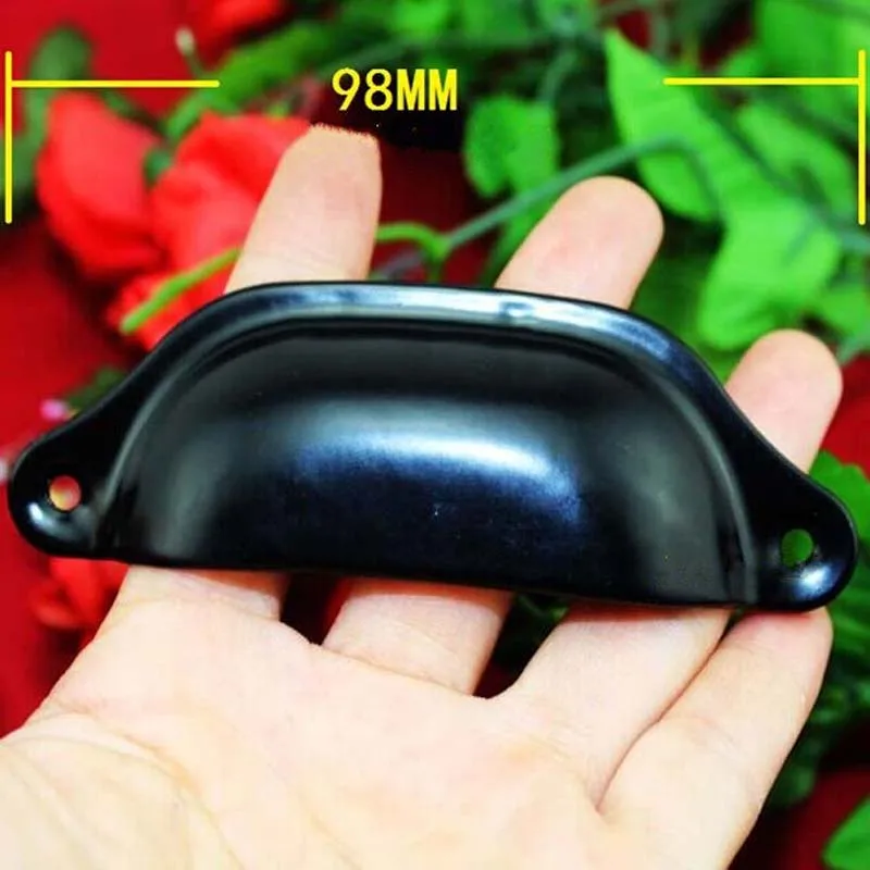 

High quality cheaper handles Retro Black Drawer Pull Dresser Handle Shell Cup Cabinet Knob Pull Cupboard steel handle