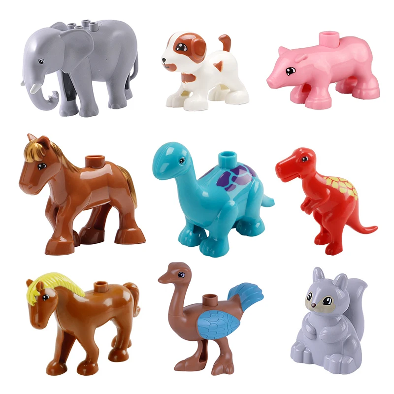 Grosses particules modèle blocs de construction accessoires briques assembler des jouets pour enfants Compatible avec Duplos animaux cochon éléphant cadeau