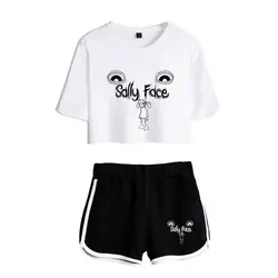 Новые женские костюмы Sally Face, летние хлопковые модные повседневные короткие футболки Sally Face, топы + короткие штаны, комплекты одежды из двух