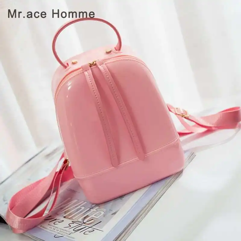 Candy Color Summer Jelly Backpacks Waterproof PVC School Bags Plastic Silicone Women Shoulder Bags Girls Backpack