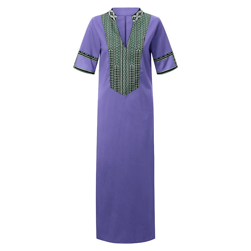 New Fashion Women Summer Sexy V-Neck Short Sleeve Folk-Custom Print Vintage Dress Elegant Ladies Casual Party Vestidos #4R09   (17)