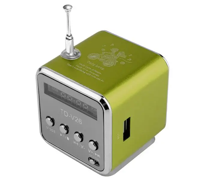 FM радио динамик портативный мини USB стерео динамик s цифровой lcd музыкальный плеер Поддержка TF карта Громкий динамик для телефона ПК - Цвет: Green