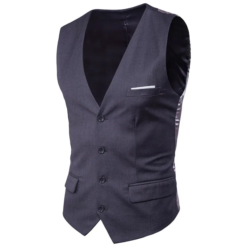 Suit vest men's business formal banquet groom married Slim Plus size multi-color V-neck single-breasted vest 2019 New