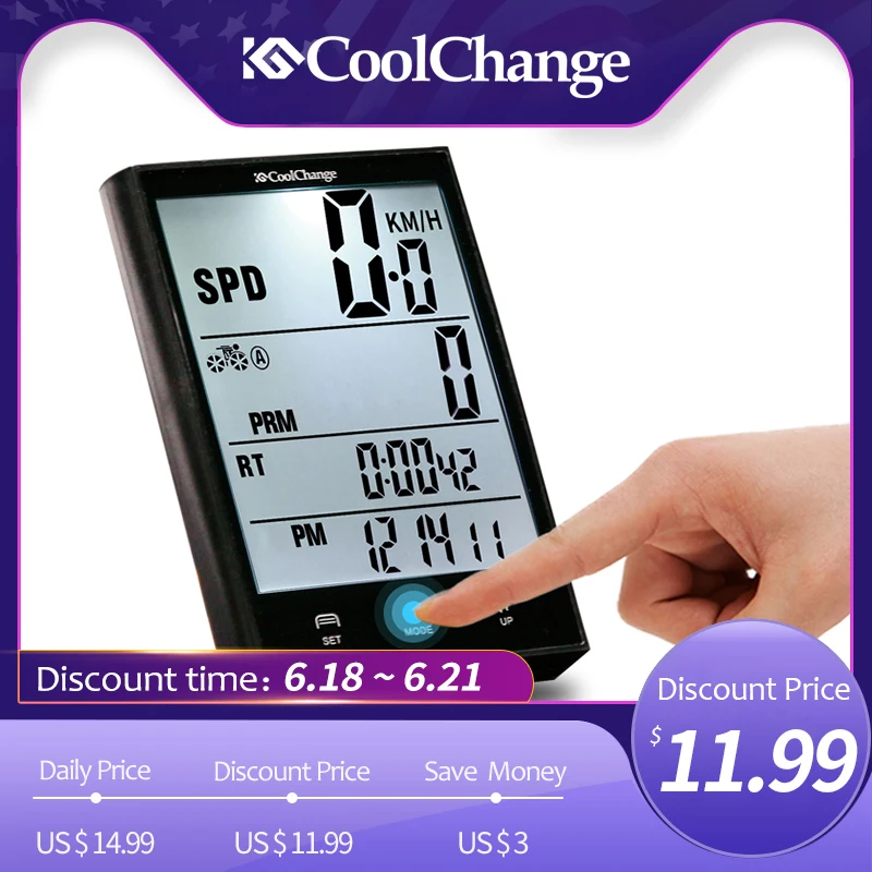 CoolChange Bicycle Computer Waterproof Large Screen