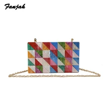 Марка Модельер Новинки для женщин кошелек акриловая сумочка Роскошные Красочные Лоскутная Вечерние сумки милые женские Повседневное клатч