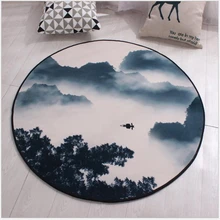 AOVOLL коврик для гостиной, китайские коврики с рисунком тушью, Круглый нескользящий коврик для спальни, коврики для входной двери