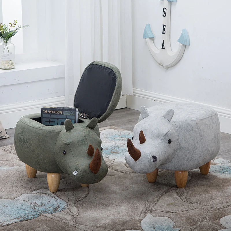 Store Promotion Bean Bag Shoe Stool Pouf Chair Leather Sofa Ottoman Kid Toys Storage Footstool Solid Wood Nordic Deco Furniture