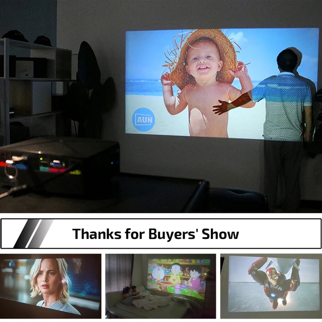 AUN MINI Projector C80 UP, 1280×720 Resolution, Android WIFI Proyector, LED Portable HD Beamer for Home Cinema, Optional C80
