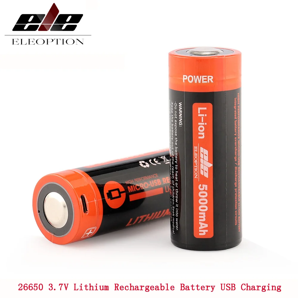 

USB 26650 3.7V 5000mah Li-ion USB Lithium Rechargeable Battery for Mobile power supply, backup power supply