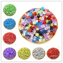 100 шт./лот 6 сторонние портативные питьевые кости 4 мм акриловые Круглые Угловые кубик для настольной игры вечерние игровые кубики цифровые кубики