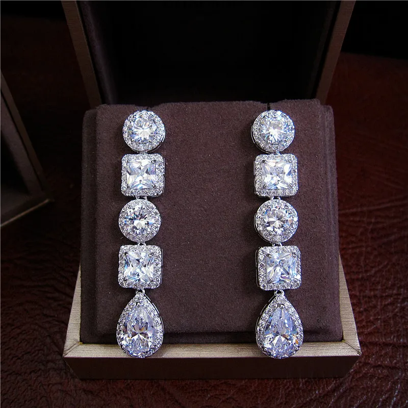 

Fashion AAA cubic zirconia waterdrop shaped fancy stones earrings ,gorgeous women's accessaries white colour,E4318