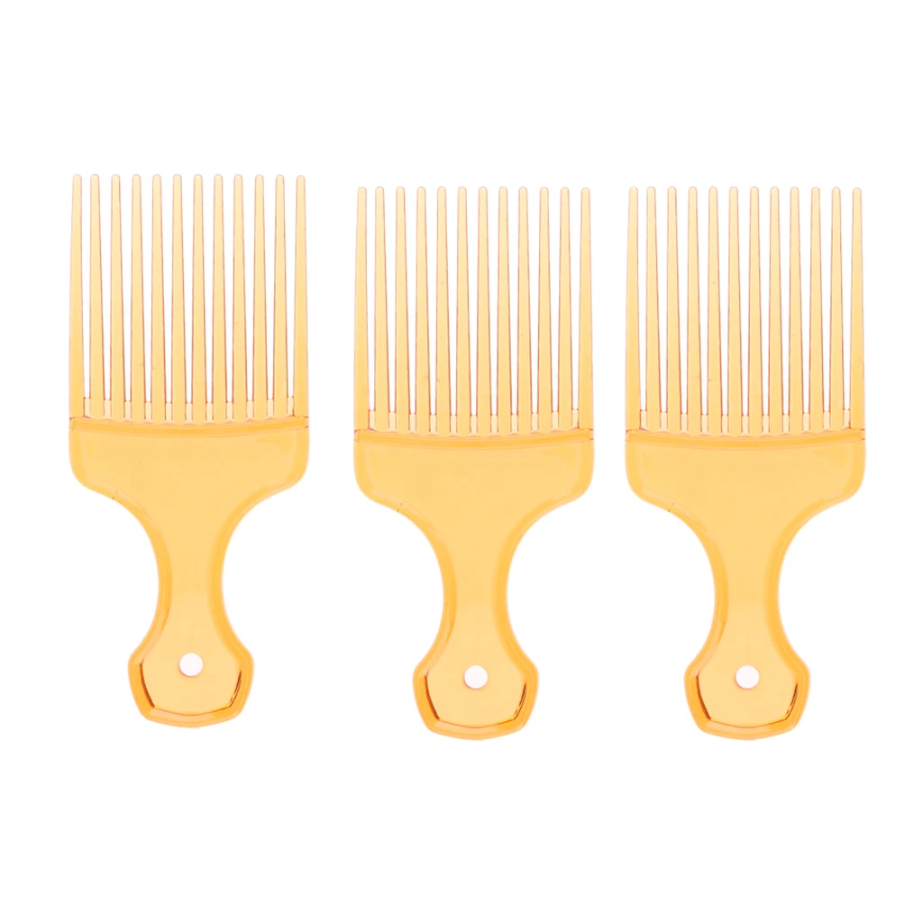 3pcs/set Portable Afro Pick Fork Plastic Curly Hair Comb Long Tooth Hairdressing Light weight Mini Size Convenient