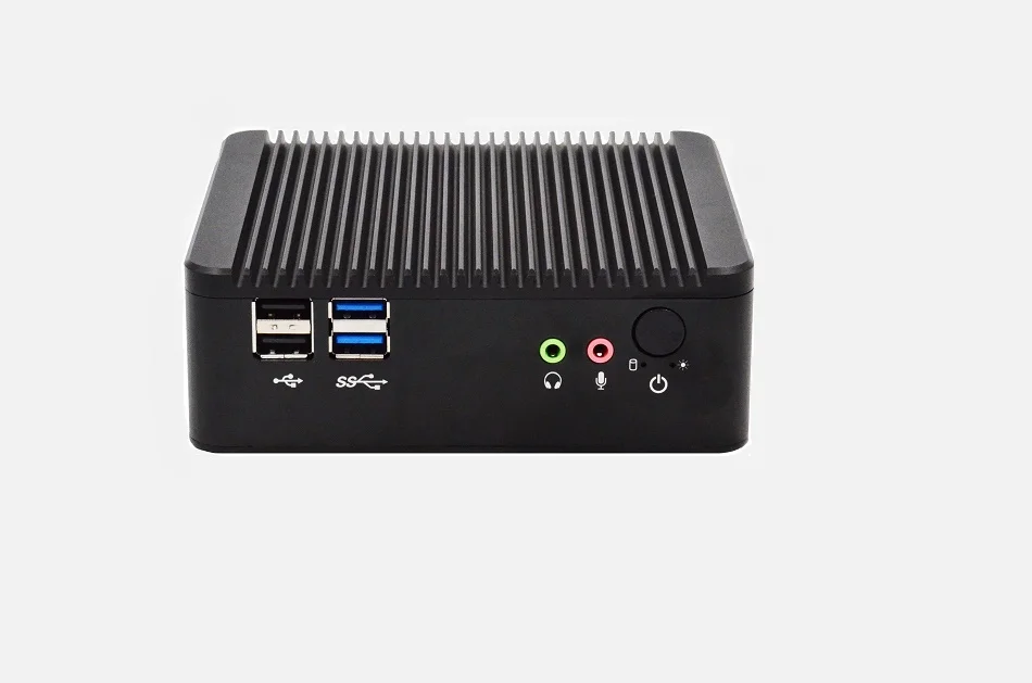 QINLAN безвентиляторный мини-ПК J1900 4 ядра, четыре потока 2,0 ГГц Windows7/8/10 Мини компьютер HDMI WiFi двойной LAN с 2 Дисплей Порты и разъёмы