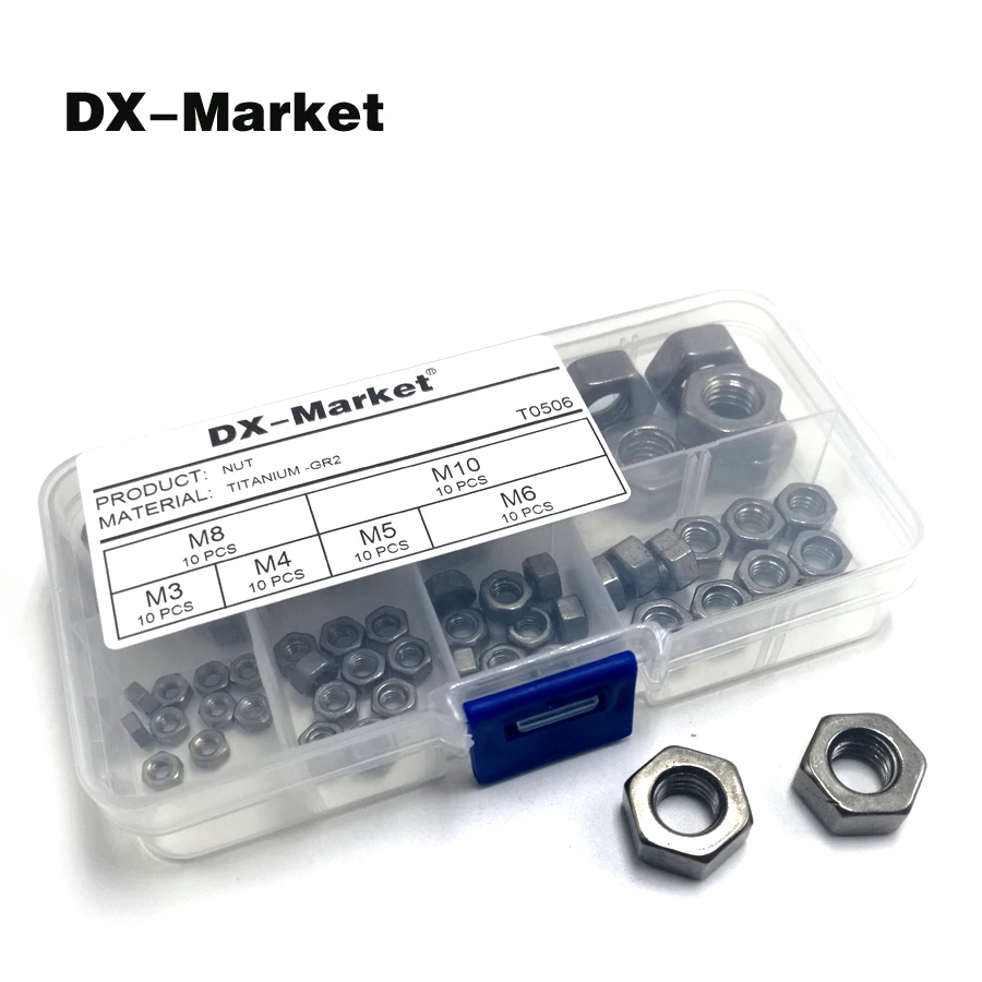

m3 m4 m5 m6 m8 m10 kit , 60pcs titanium nut , Corrosion resistance GR2 Pure titanium nuts , high tensile nut Repair Parts T0506
