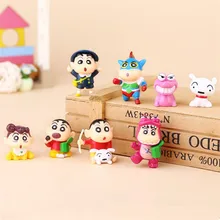 8pcs 3-4cm PVC Crayon Shinchan Figure Toy Cute Crayon Shin Chan Action Figure Models Hot Cartoon Anime Kid Toys