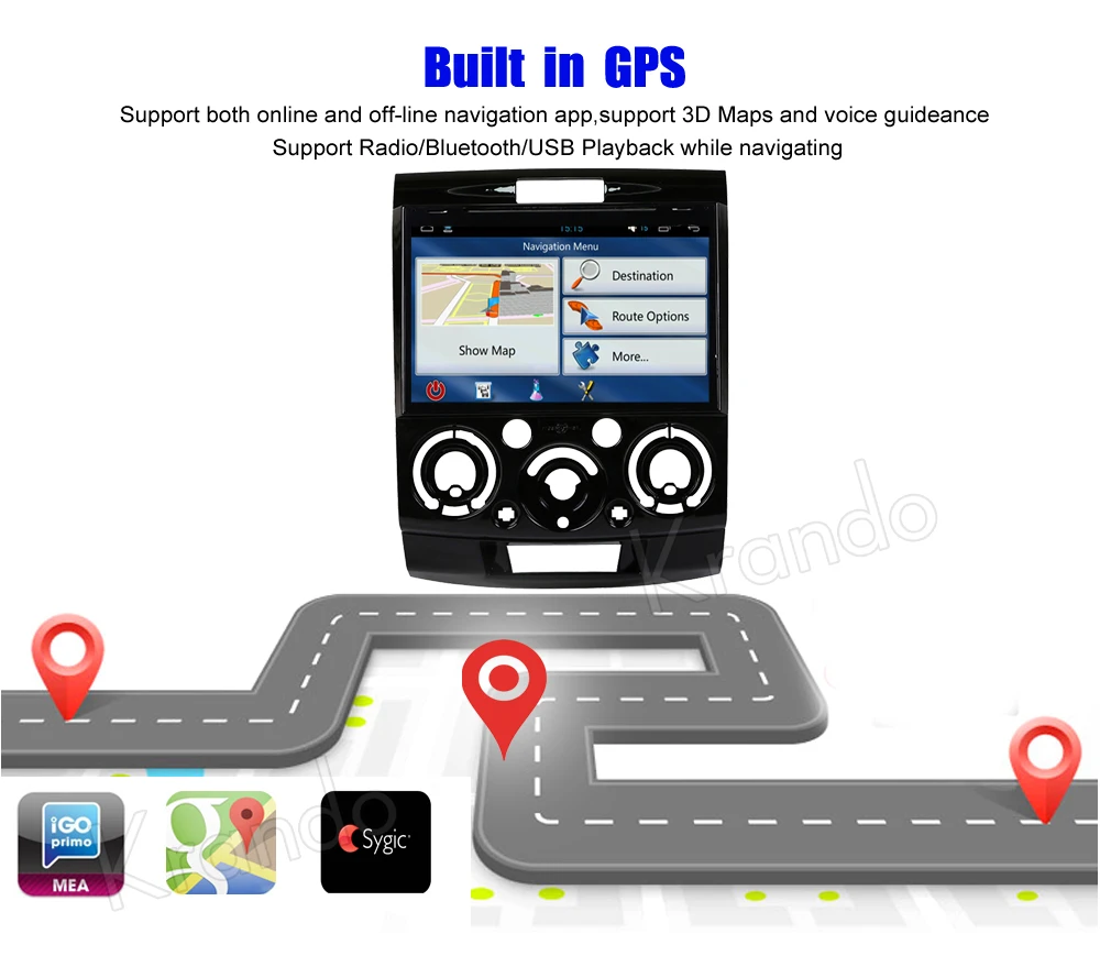 Krando Android 7 1 автомобильный навигатор радио gps для Ford Everest ford Ranger Mazda BT50 BT 50 2006 2011
