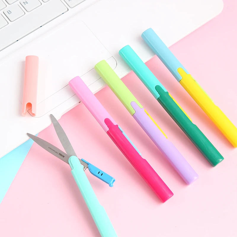 

Pen Shape Foldable Sissors Simple Color Cutting Knife Creative Artist Knife Stationery Crafts Kids Desk Kindergarten Supplies