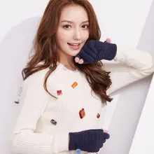 Вязанные женские зимние перчатки с сенсорным экраном теплые толстые варежки перчатки для верховой езды подарок для подруги