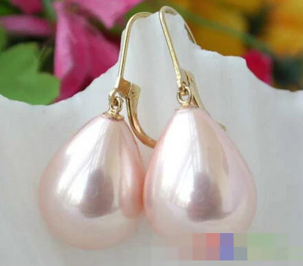 

hot sell new - free shipping 00053 DRIP PINK SOUTH SEA SHELL PEARL DANGLE EARRING