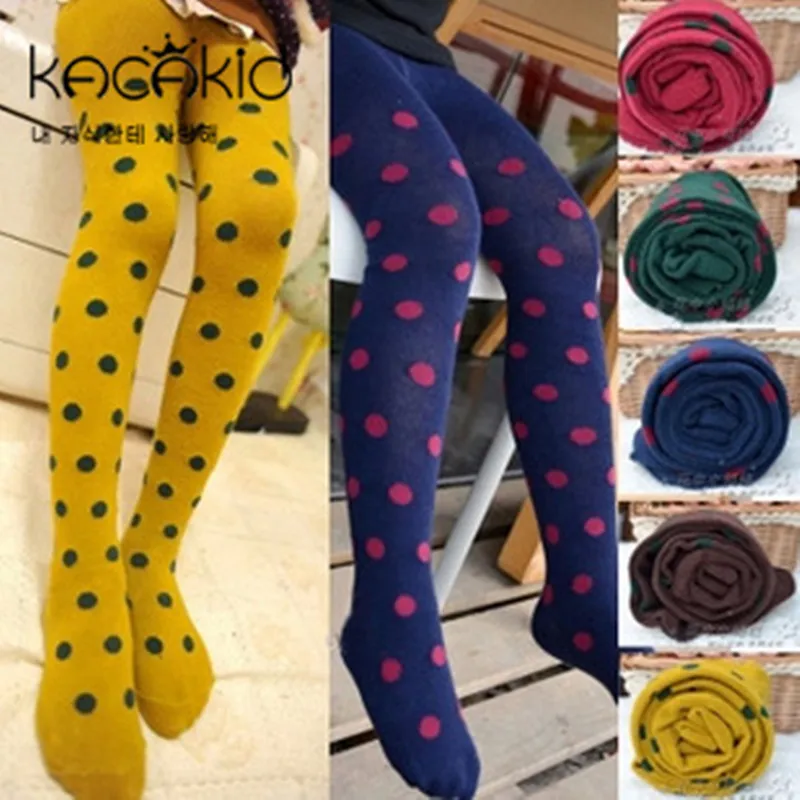 Kacakid 2018 New Tights Kids Winter Dot Cotton Princess Children Kids Baby Girls Tights Baby Footwear Pantyhose 1-7 Years