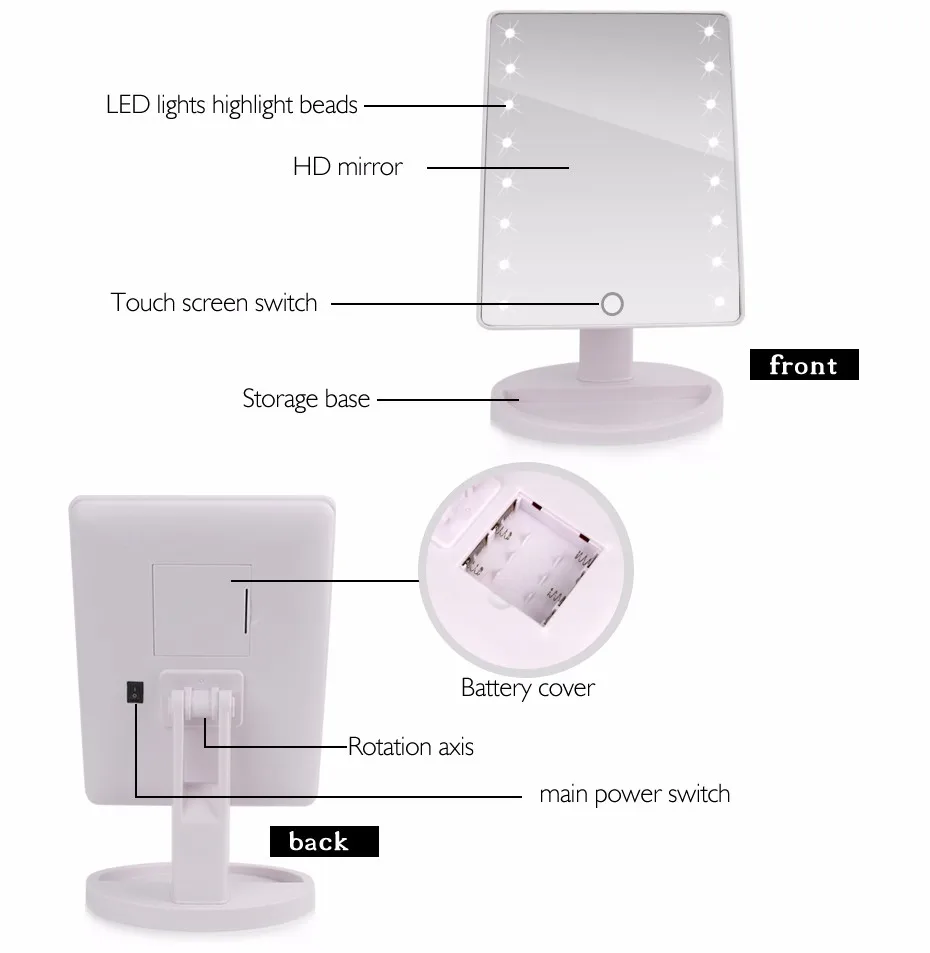 Светодиодный косметический зеркало с лампочкой с сенсорным датчиком косметический свет 1X 10X USB Питание от аккумулятора 16 22 светодиодный s подсветка лампы на зеркальный стол