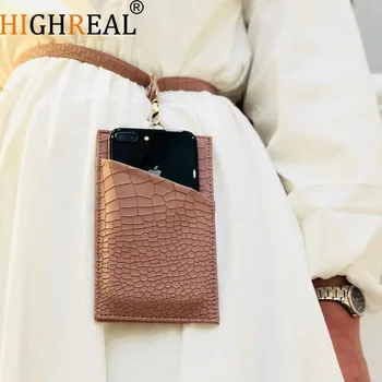 

New Pouch Embossed Crocodile Pattern Phone Bag Python Pattern Leather Pouch Mobile Card Holder Genuine Leather Card Holder